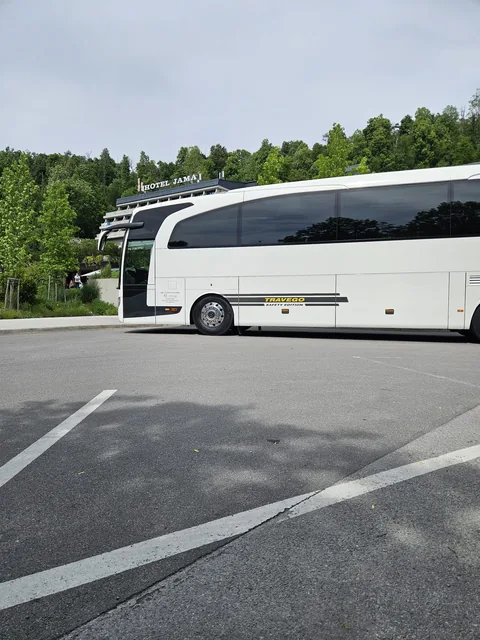 White coach viewed from the side